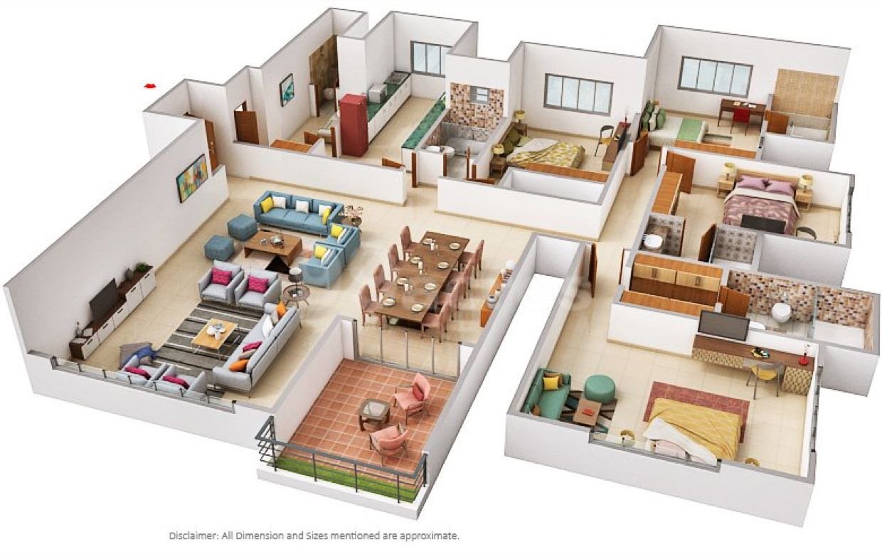 4 BHK floor plan preview